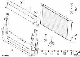 MOUNTING PARTS F RADIATOR diagram for BMW 5 Series E61 LCI 525d
