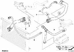 COOLING SYSTEM WATER HOSES diagram for BMW 5 Series E61 LCI 525d