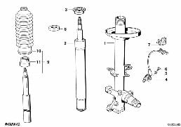 Federbein vorn/Stossdämpfer diagram for BMW 7 Series E32 750iL