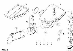 INTAKE SILENCER / FILTER CARTRIDGE INTAKE SILENCER / FILTER CARTRIDGE diagram for BMW 6 Series E63 645Ci