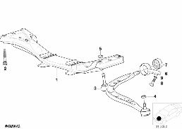 Βάση μπροστιν.άξονα/εγκάρσιος βραχίονας diagram for BMW 3 Series E36 M3