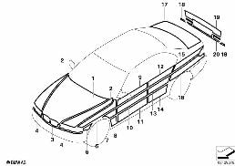 Autocoll. Police, Pompiers, Médecin urg. diagram for BMW 5 Series E39 525td