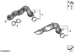Sběrné výfukové potrubí diagram for BMW X5 E53 4.4i