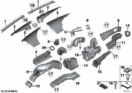 Vzduchové kanály přístrojová deska diagram for BMW Rolls-Royce Phantom RR1 Phantom