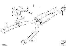 FRONT MUFFLER diagram for BMW 5 Series E60 545i