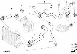 COOLING SYSTEM WATER HOSES diagram for BMW 3 Series E46 320d