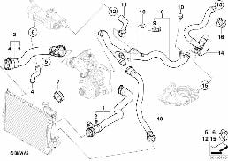 COOLING SYSTEM WATER HOSES diagram for BMW 3 Series E46 320d