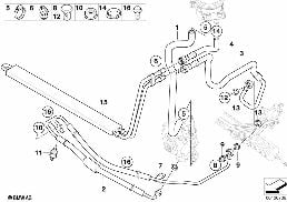Hydr. układ kier./przewody oleju diagram for BMW X5 E53 4.8is