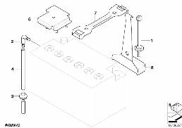 BATTERY HOLDER AND MOUNTING PARTS diagram for BMW X3 E83 LCI 1.8d