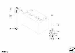 BATTERY HOLDER AND MOUNTING PARTS diagram for BMW 6 Series E64 LCI 650i