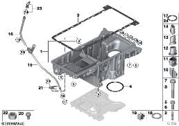 Olejová vana horní díl/měrka oleje diagram for BMW X5 E53 4.4i