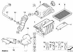 흡기 사일런서/필터 diagram for BMW MINI Cabrio R52 Cooper S