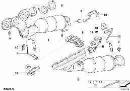EXHAUST MANIFOLD WITH CATALYST diagram for BMW 5 Series E60 545i