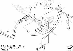Hydraulické řízení-olejová vedení diagram for BMW X5 E53 3.0d