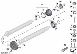 DRIVE SHAFT, SINGLE COMPONENTS, 4-WHEEL diagram for BMW X5 E53 3.0d