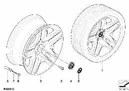 BMW ALLOY WHEEL, DOUBLE SPOKE 129 diagram for BMW 5 Series E60 525d