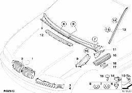외부 트림/그릴 diagram for BMW 3 Series E46 318Ci