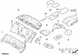 Izolacja dźwiękowa tylna diagram for BMW 7 Series E65 745i