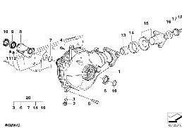 Voorasdiff. afz. onderdelen vierwiel. diagram for BMW 5 Series E34 525ix