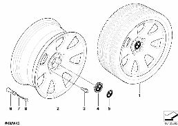 BMW LIGHT ALLOY WHEEL, SPIDER SPOKE 165 diagram for BMW 7 Series E66 740Li