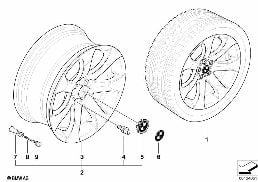 BMW LIGHT ALLOY WHEEL, V-SPOKE 168 diagram for BMW X5 E53 3.0d