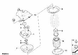 GUIDE SUPPORT/SPRING PAD/ATTACHING PARTS diagram for BMW 5 Series E61 LCI 520d
