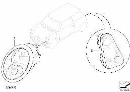 Zest. dopos. - światła Facelift diagram for BMW MINI R50 Cooper