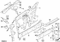 WHEELHOUSE/ENGINE SUPPORT diagram for BMW 6 Series E63 650i