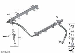 Zawory i przewody instalacji wtryskowej diagram for BMW 7 Series E65 745i