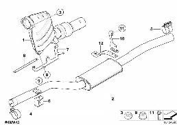 Pot catalytique/Silencieux avant diagram for BMW 5 Series E60 525d