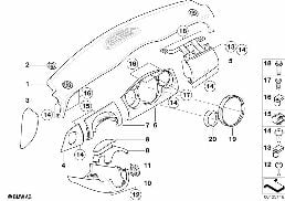 Tapicerka deski rozdzielczej diagram for BMW MINI R50 Cooper