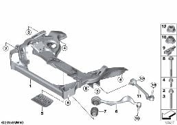 FRNT AXLE SUPPORT,WISHBONE/TENSION STRUT diagram for BMW 3 Series E93 LCI 330i