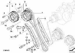 TIMING GEAR, TIMING CHAIN, CYL. 1-5 diagram for BMW 5 Series E61 LCI M5