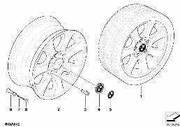 BMW LIGHT ALLOY WHEEL, SPIDER SPOKE 151 diagram for BMW 1 Series E81 116d