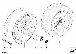 BMW LA WHEEL, STAR SPOKE 180 diagram for BMW 1 Series E81 116d