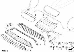 외부 트림/그릴 diagram for BMW MINI Cabrio R52 Cooper S