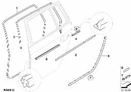 DOOR WEATHERSTRIP REAR diagram for BMW 5 Series E61 530d