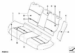 IND.COVER F THROUGH-LOAD.SYST LEATHER Q9 diagram for BMW 3 Series E46 318i