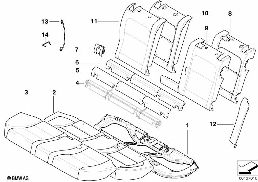 시트, 뒤, 쿠션 및 커버, 베이직 시트 diagram for BMW 5 Series E61 LCI M5