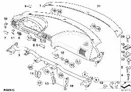 I-PANEL WITH CO-DRIVER AIRBAG diagram for BMW Z3 E36 1.9