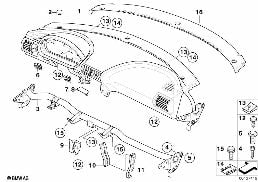 I-PANEL WITHOUT CO-DRIVER AIRBAG diagram for BMW Z3 E36 1.9