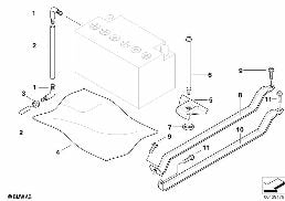 BATTERY HOLDER AND MOUNTING PARTS diagram for BMW 5 Series E61 530d