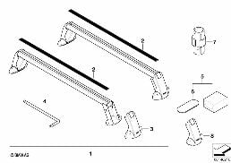 Poprzeczki dachowe bagażnika diagram for BMW MINI R50 Cooper