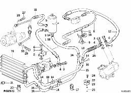 HYDRO STEERING-OIL PIPES diagram for BMW 8 Series E31 850Ci