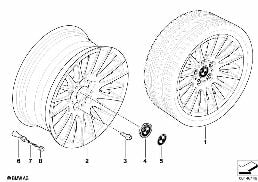 BMW LIGHT ALLOY WHEEL, SPIDER SPOKE 160 diagram for BMW 3 Series E90 LCI 320i