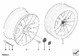 BMW ALLOY WHEEL, DOUBLE SPOKE 161 diagram for BMW 3 Series E90 LCI 320i