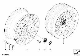 BMW LIGHT ALLOY WHEEL, CROSS SPOKE 197 diagram for BMW 3 Series E90 LCI 320i