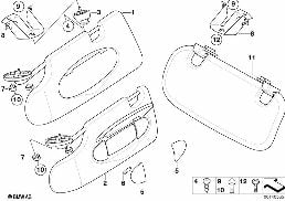 Osłony przeciwsłoneczne diagram for BMW MINI R50 Cooper