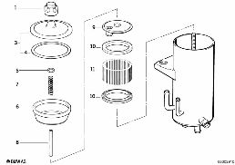 Depósito óleo regulação nível/peças ind. diagram for BMW 5 Series E34 530i