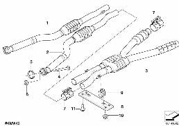 CATALYTIC CONVERTER/CENTER MUFFLER diagram for BMW 5 Series E61 LCI M5